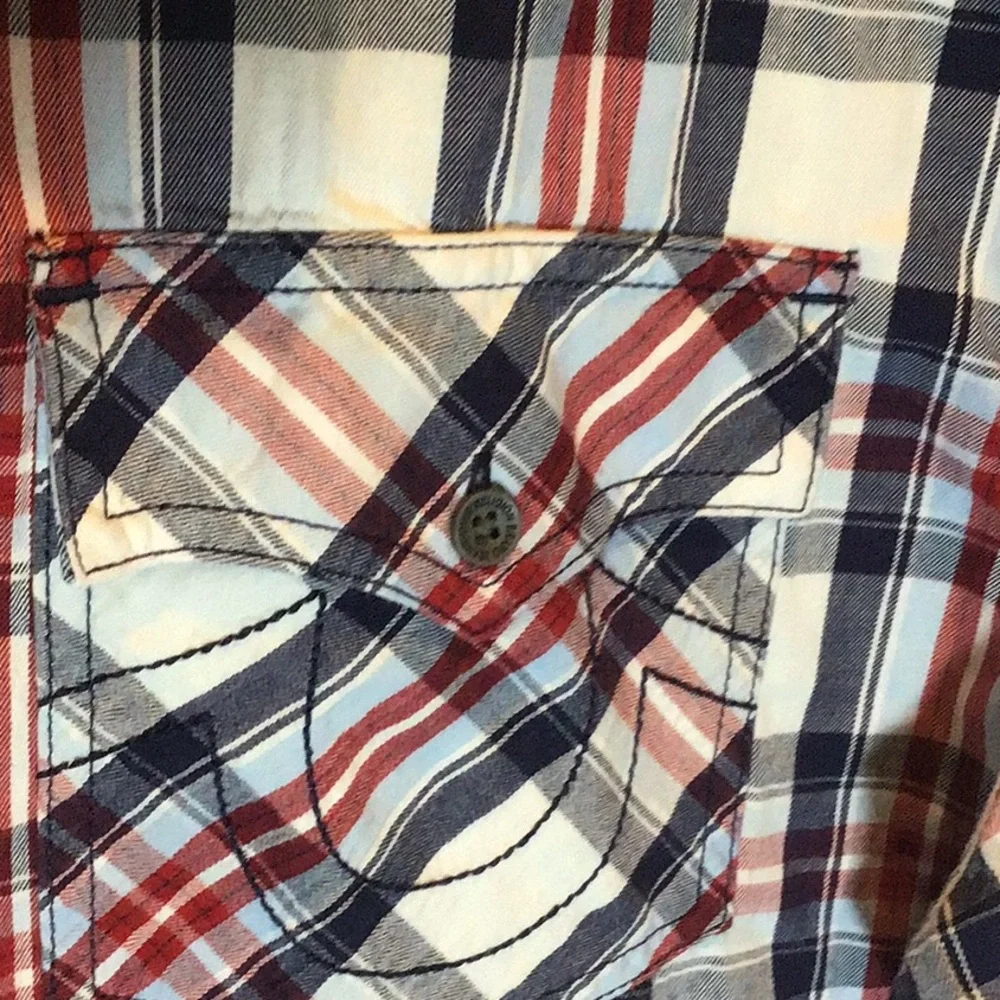 True religion plaid button down shirt